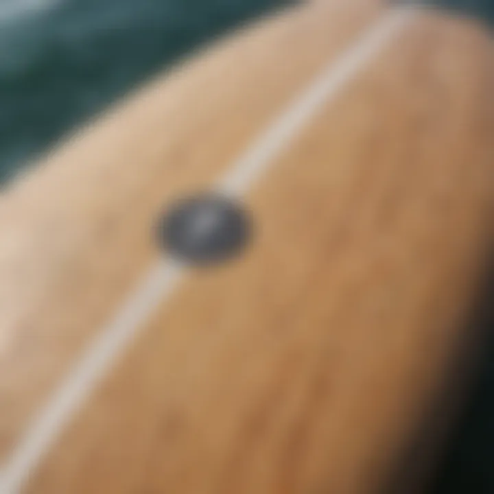 A close-up of a surfboard's eco-friendly materials