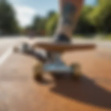 Close-up of longboard trucks highlighting craftsmanship