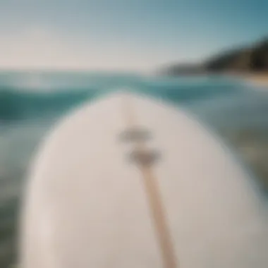 Close-up of surfboard materials highlighting performance features