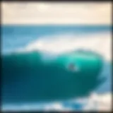 A surfer riding a powerful wave at Waimea Bay