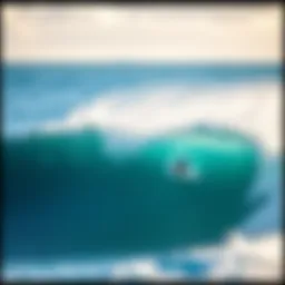 A surfer riding a powerful wave at Waimea Bay