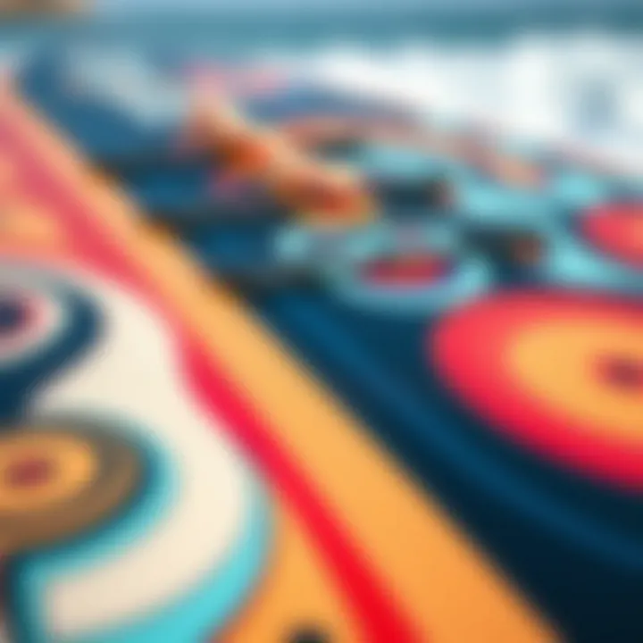 Close-up of a boogie board with unique design patterns