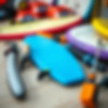 Maintenance tools for boogie boards arranged neatly