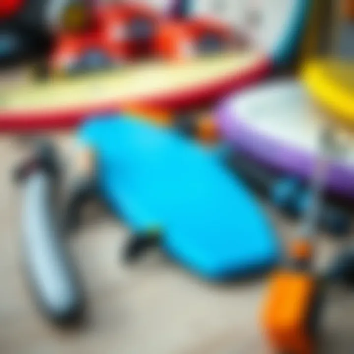 Maintenance tools for boogie boards arranged neatly