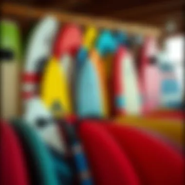 A vibrant collection of boogie boards on display