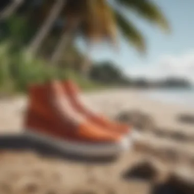 Sustainable Cariuma footwear on a beach setting