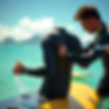 Wetsuit Maintenance: Ensuring Longevity and Performance Surfer caring for wetsuit after an exhilarating surf session