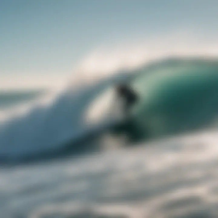 A bodyboarder catching a wave