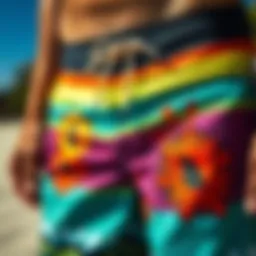 Stylish board shorts showcasing vibrant patterns