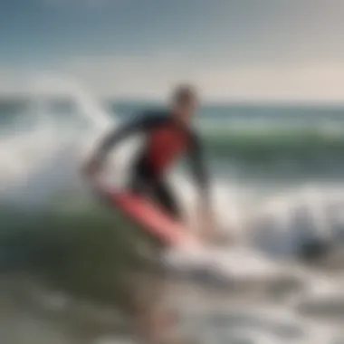 A novice rider enjoying their first experience with a budget bodyboard in gentle waves.