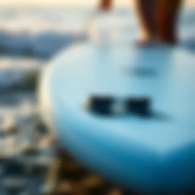 Performance Features of Decathlon Surf Board Close-up of the tail section of Decathlon surf board highlighting its performance features