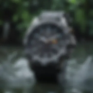 Close-up of a high-tech waterproof watch features