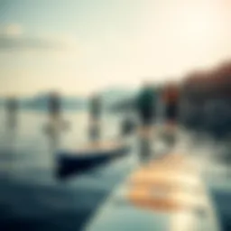 Illustration showcasing various sizes of stand-up paddleboards in a calm water setting