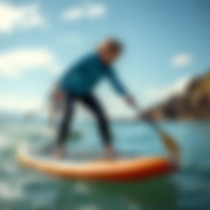 Paddleboarder demonstrating stability