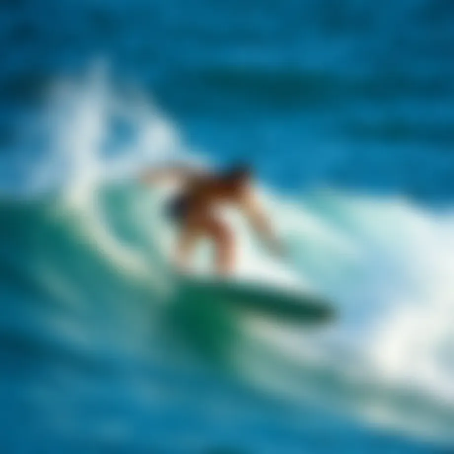 Dynamic surfer riding a wave
