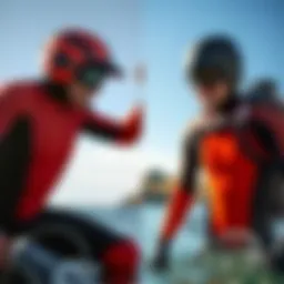 Side by side comparison of dry suit and wet suit