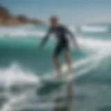 An electric foil surfboard gliding over crystal clear waters