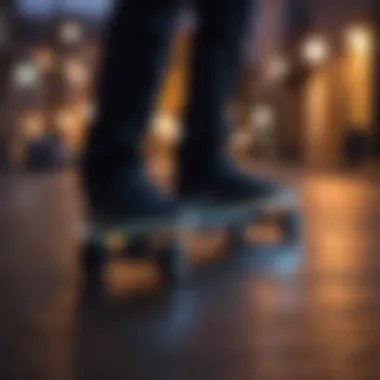 Electric skateboard illuminated with bright LED lights