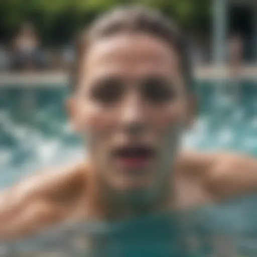 Swimmer practicing breath control in water