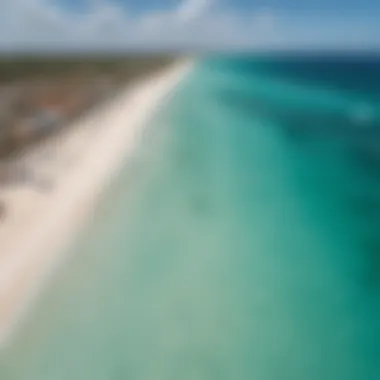 Ideal Kiteboarding Conditions An aerial view of a kiteboarding spot in Aruba showcasing the ideal conditions.