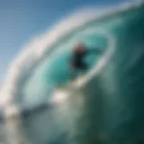 Brooke Farris surfing on a vibrant wave