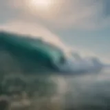 A breathtaking view of Cocoa Beach with surfers catching waves