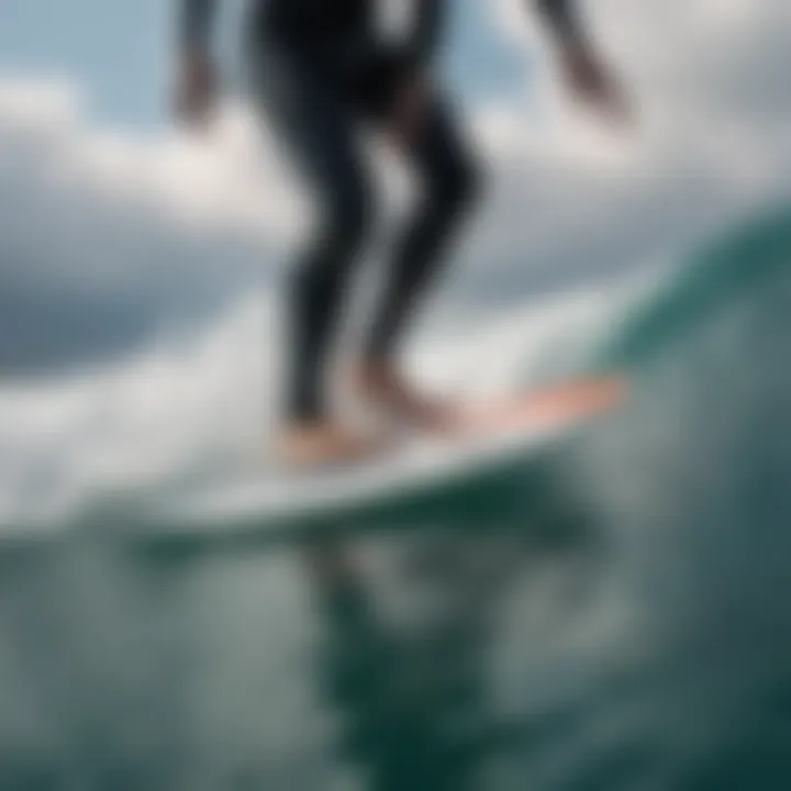 Dynamic view of FCS side bites fins in action during a surf session