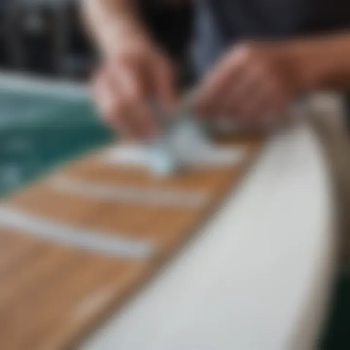 Illustration of proper installation of FCS side bites fins on a board