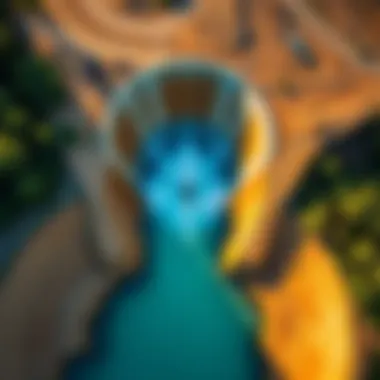 An aerial view of a well-constructed half pipe.