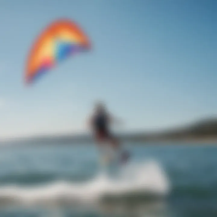 An individual enjoying water sports with an inflatable kite