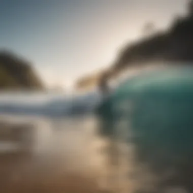 Group of surfers practicing skills on a picturesque beach