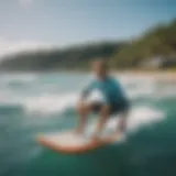 Vibrant surf camp scene with participants enjoying the ocean waves