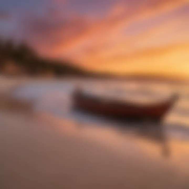 A breathtaking sunset view over Jericoacoara beach, highlighting the vibrant colors of the sky reflecting on the water.