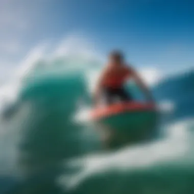 An artistic representation of the bodyboarding culture, featuring vibrant colors and ocean elements.