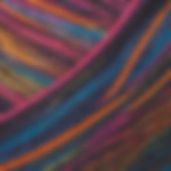 Close-up of neon boardshort fabric showing texture and colors