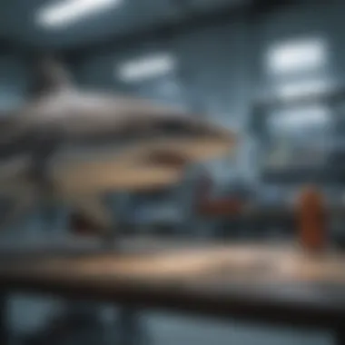 Shark Research: Unveiling Mysteries A researcher studying shark behavior in a laboratory setting
