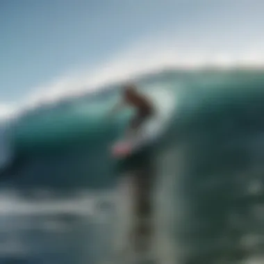 A thrilling surfer riding a wave at Zicatela Beach