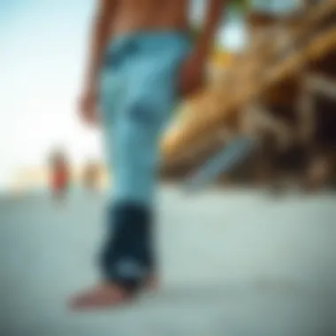 Stylish Rip Curl Beach Pants on the Shore Stylish Rip Curl beach pants on a sandy shore