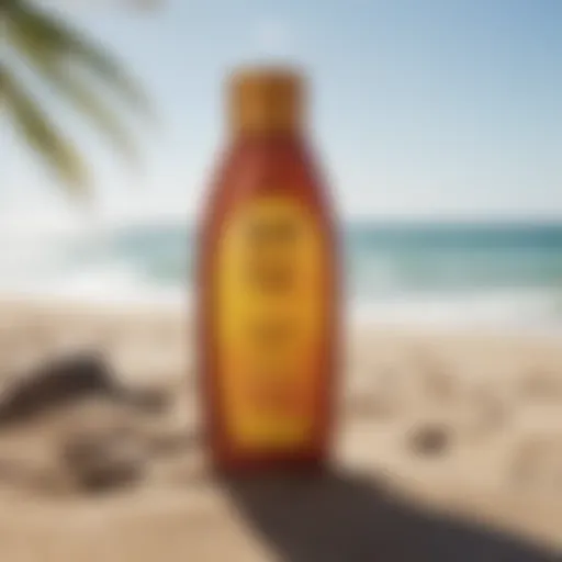 Sun Bum Curl Shampoo bottle against a beach backdrop