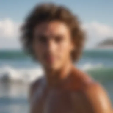 A surfer enjoying the ocean waves with healthy curls