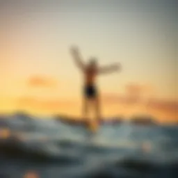 Individual practicing balance exercises on a surf balance board