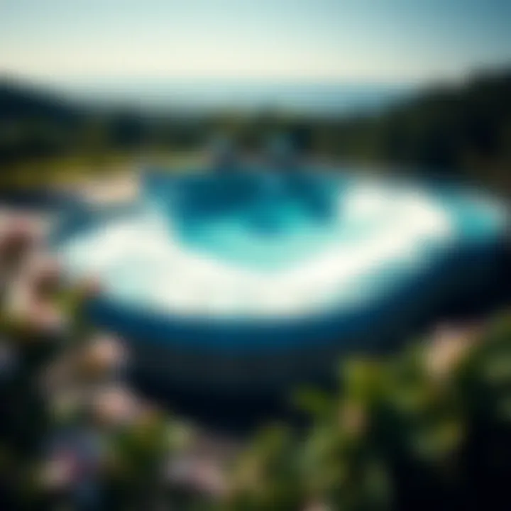 Aerial view of a modern surfing wave pool