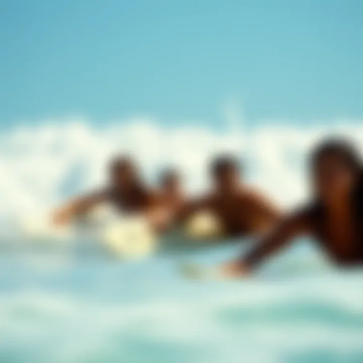 Group of surfers enjoying a wave pool session