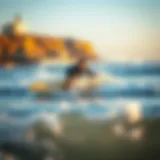 Surfer catching a wave at Ocean Beach