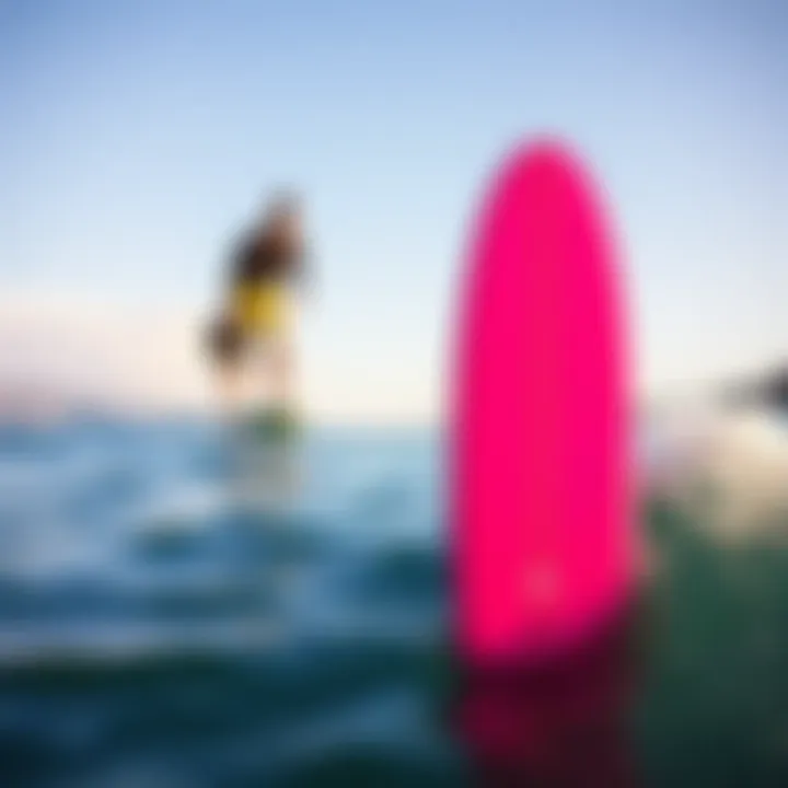 Vibrant pink long board showcasing its sleek design.