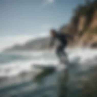 A sleek electric surfboard gliding over the waves