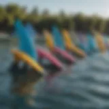 Showcasing various types of fins suitable for different watersports