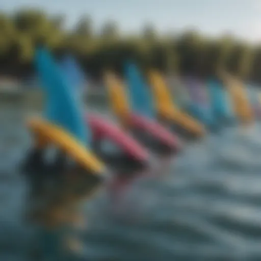 Showcasing various types of fins suitable for different watersports