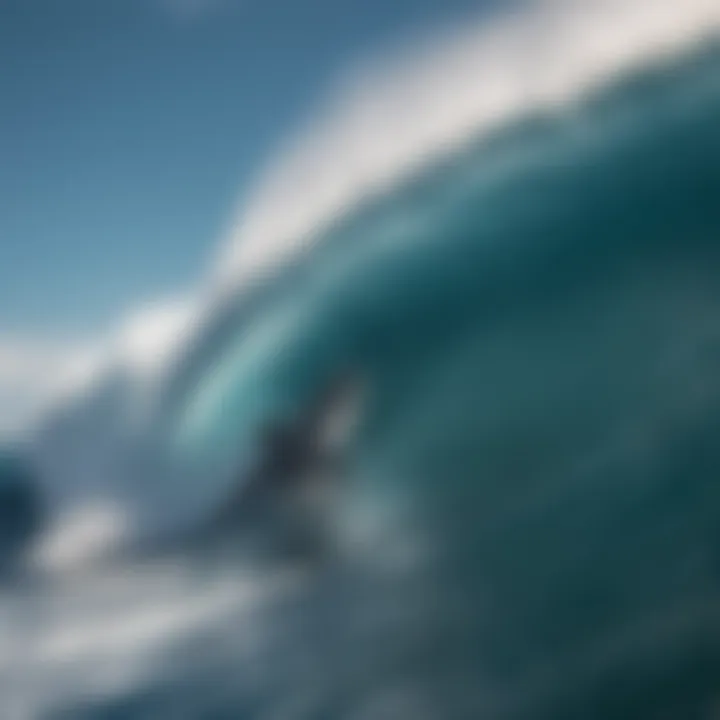 An aerial perspective of the waves at Jaws