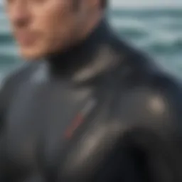 A close-up view of high-performance wetsuit material showcasing its texture and flexibility